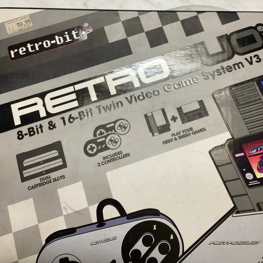 Retro Duo Silver and Black Gaming Console NWT